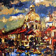 Modern Impressionist Venice Sparkling At Sunset Art Print