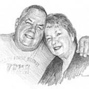 Mom And Dad Pencil Portrait Art Print