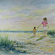 Mommy And Me At The Beach Art Print