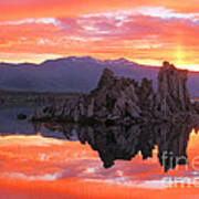 Mono Lake Fiery Sunset Art Print