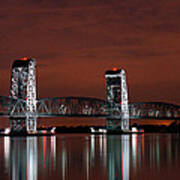Moon Over Marine Parkway Bridge - Gil Hodges Memorial Bridge Art Print