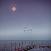 Moon Over Lake Mille Lacs Art Print