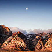 Moon Over Red Rock Canyon Art Print