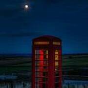 Moon Over Telephone Booth Art Print