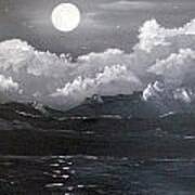 Moon Over The Sea Art Print
