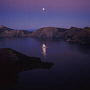 Moon Reflection In The Crater Lake Art Print
