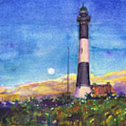 Moonrise Fire Island Lighthouse Art Print