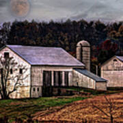 Moonrise Over An Amish Farm Art Print