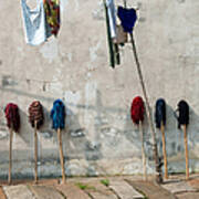 Mops And Laundry 1  Wuzhen China Art Print