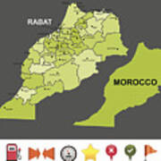 Morocco Navigation Map Art Print
