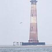 Morris Island Lighthouse In The Fog Charleston South Carolina Art Print