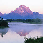 Mount Moran Reflected In Snake River At Art Print
