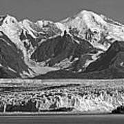 T-m1607-eh-bw-mt. Marcus Baker And Columbia Glacier Art Print