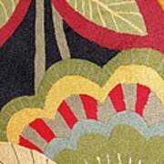 Multi-colored Flowers Leaves Textile Art Print