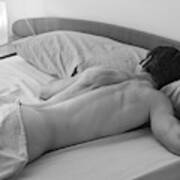 Naked Man Sleeping In Bed Art Print