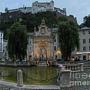 Neptune Fountain In Salzburg Austria Art Print