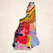 New Hampshire Map Art - Painted Map Of New Hampshire Art Print