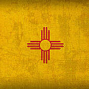 New Mexico State Flag Art On Worn Canvas Art Print