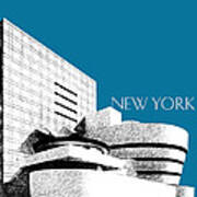 New York Skyline Guggenheim Art Museum - Steel Blue Art Print