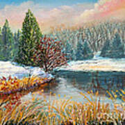 Nixon's Colorful Winter View Of Gregg's Pond Art Print