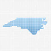 North Carolina Map Blue Dot Pattern Art Print