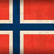 Norway Flag Distressed Vintage Finish Art Print