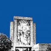 Notre Dame University Skyline Hesburgh Library - Royal Blue Art Print