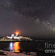 Nubble Light With Milky Way Art Print