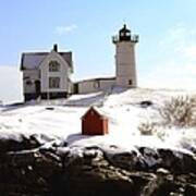 Nubble Lighthouse - First Day Of Spring Art Print