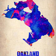 Oakland Watercolor Map Art Print