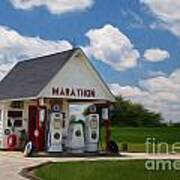 Oil Painted Marathon Gas Station Art Print