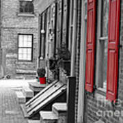 Old City Red Shutters Art Print