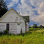 Old House And Flowers Art Print