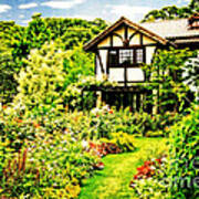 Old House With A Beautiful English Garden Art Print