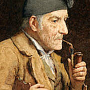 Old Man Smoking His Pipe Art Print