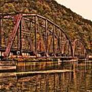 Old Railroad Bridge With Sepia Tones Art Print