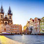 Old Town Square And Church Of Our Lady Before Týn In Prague At Sunrise. Czech Republic Art Print