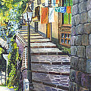 Old Village Stairs - In Tuscany Italy Art Print