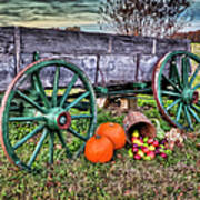 Old Wagon At Harvest Time Art Print