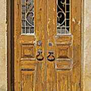 Old Weathered Brown Wood Door Of Portugal Art Print
