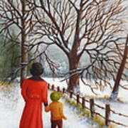 On A Wintry Walk With Gran Art Print