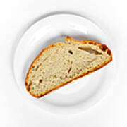 One Slice Of Bread White Plate And Background Art Print