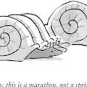 One Snail Pulls Slightly Ahead Of A Few Other Art Print