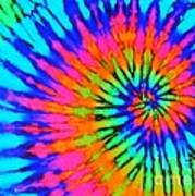 Orange Pink And Blue Tie Dye Spiral Art Print