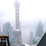 Oriental Pearl Tower Under Fog Art Print