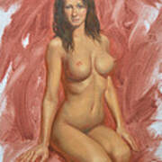 Original Oil Painting Nude Girl Art Female Nude On Canvas#16-2-6-04 Art Print