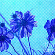 Otherworldly Cosmos Flowers In Aqua And Purple Art Print