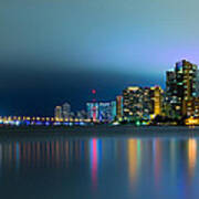 Overcast Miami Night Skyline Art Print