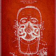 Oxygen Mask Patent From 1944 - Two - Red Art Print