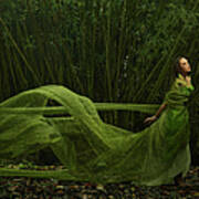 Pacific Islander Woman In Flowing Green Art Print